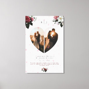 Impressão Em Tela Colagem de Fotos em Forma de Coração Branco Chic