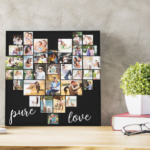 Impressão Em Tela Colagem de Fotos em Forma de Coração Pequeno Quadr