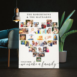 Impressão Em Tela Colagem de Fotos em Forma de Coração Personaliza