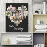 Impressão Em Tela Colagem de Fotos em Formatação Cardíaca 36 Script<br><div class="desc">Crie sua própria canvas com 36 fotos favoritas. O modelo de foto é configurado para criar uma colagem de fotos em forma de coração, exibindo suas fotos em uma combinação de formatos retrato, paisagem e instragrama quadrado. A design tem um fundo negro e a "nossa família" está escrita à mão...</div>