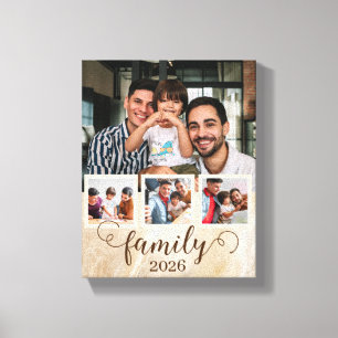 Impressão Em Tela Colagem de Fotos Família 4 