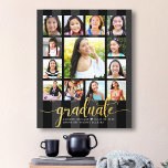 Impressão Em Tela Colagem de Fotos K-12 - Script Dourado Preto<br><div class="desc">Tenha orgulho, alegria e mostre este marco do seu formando favorito. Crie esta formatura feminina, espantosa, simples, moderna, personalizada de segundo grau K - 12 fotografias de colagem de canvas de arte para um bem-estar que você sempre vai tesourar. Uma imagem elegante e divertida da tipografia de escrita com brilho...</div>