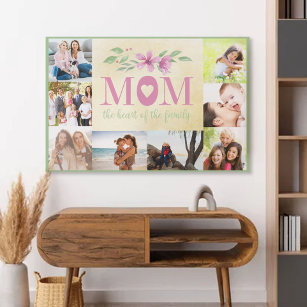 Impressão Em Tela Colagem de Fotos - Mãe, o Coração da Família