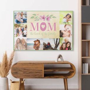 Impressão Em Tela Colagem de Fotos - Mamãe, o Coração da Família