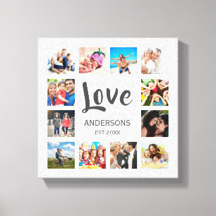 Impressão Em Tela Colagem de Fotos Personalizadas da Família em Bran