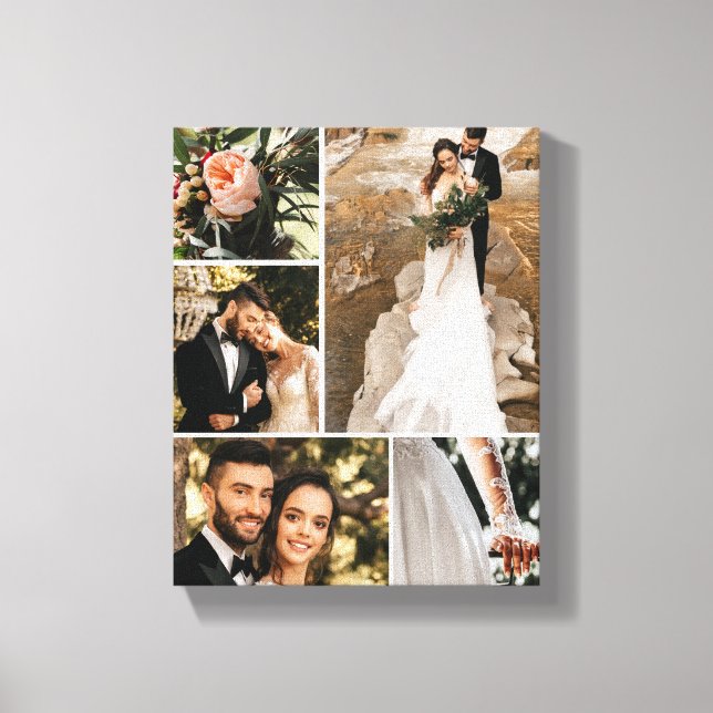 Impressão Em Tela Colagem de Fotos Personalizadas de Casamento da Fa (Frente)