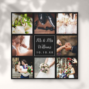 Impressão Em Tela Colagem de Fotos Personalizadas do Dia do Casament