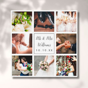 Impressão Em Tela Colagem de Fotos Personalizadas do Dia do Casament