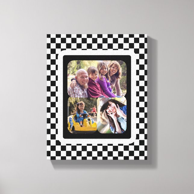 Impressão Em Tela Colagem de Fotos Preta e Branca (Frente)