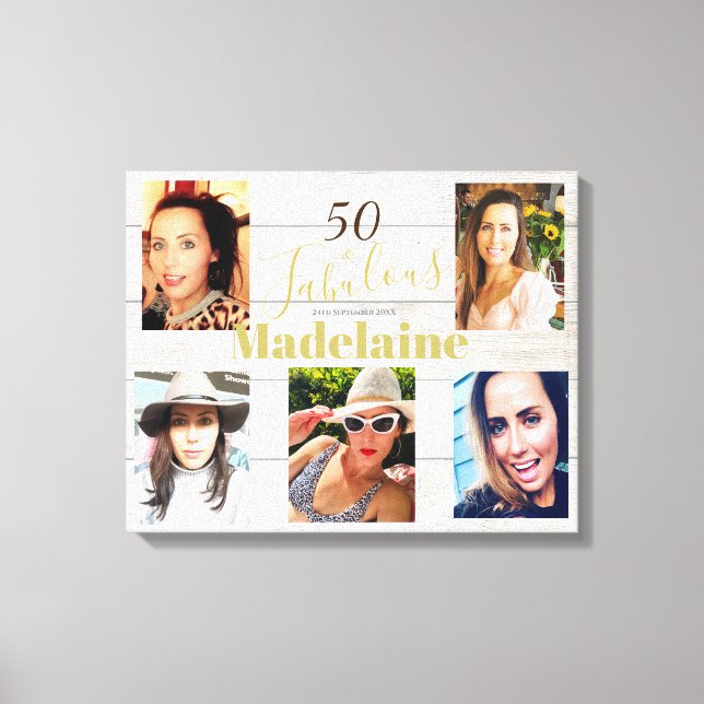 Impressão Em Tela Colagem de Fotos Rustic Simple 50 Fabuloso (Frente)