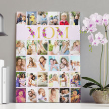 Colagem de Fotos Verticais 30 Letras Douradas Mamã