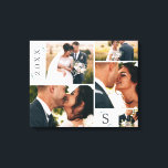 Impressão Em Tela Colagem de Imagens do Monograma de Casamento Eucal<br><div class="desc">Simples e Minimalista colagem de fotos de canvas Eucalyptus Frame Wedding Monogrammed. Perfeito para o seu primavera ou jardim de verão ou tema de casamento. Numa paleta de cor sutil e sutil, de lenços aqua lacados, menta pastel, cinzentos azuis empoeirados e branco clássico simples. As fontes elegantes podem ser alteradas...</div>