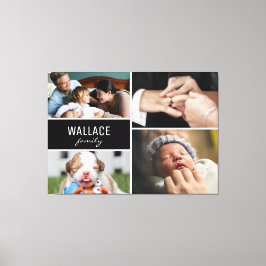 Impressão Em Tela Colagem de múltiplas fotos de sobrenome de família
