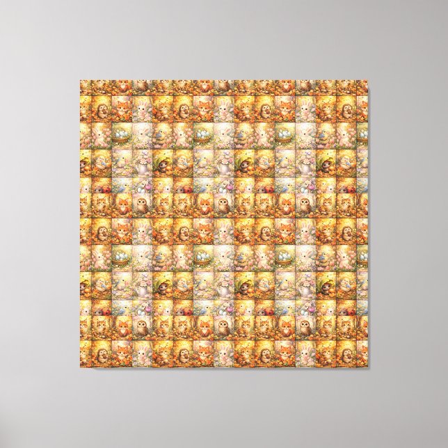 Impressão Em Tela Colagem de Padrão de Patchwork Moderno (Frente)