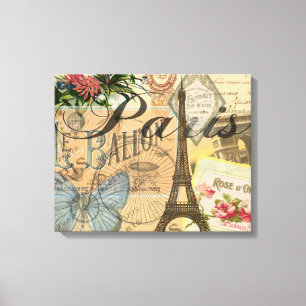 Impressão Em Tela Colagem de Viagens vintage de Paris França
