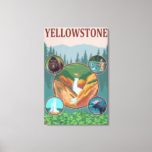 Impressão Em Tela Colagem de WyomingYellowstone