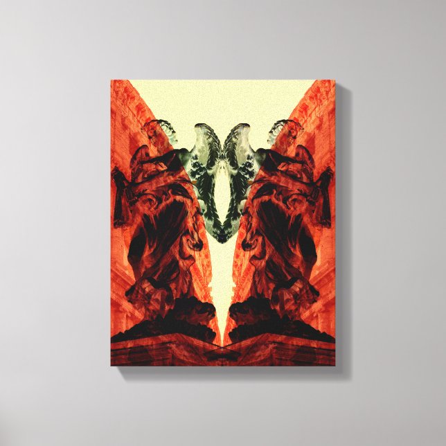 Impressão Em Tela Colagem moderna legal da Roma histórica em vermelh (Frente)