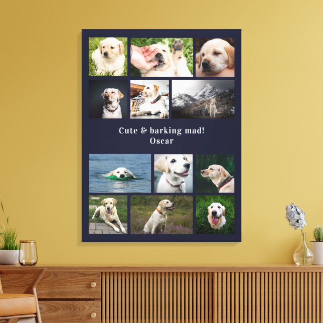 Impressão Em Tela Colagem Personalizada 12 Fotografias do Pet Dog Lo (Insitu(Sala de estar))