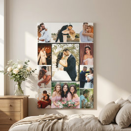 Impressão Em Tela Colagem Personalizada de 11 Fotos de Casamento em