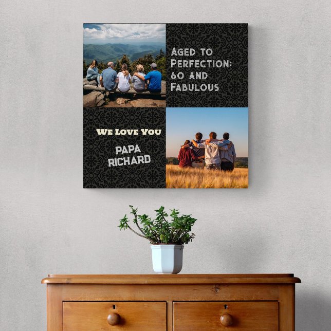 Impressão Em Tela Colagem Personalizada de Fotos 60º Presentes de An (60th Birthday Gifts for Men)