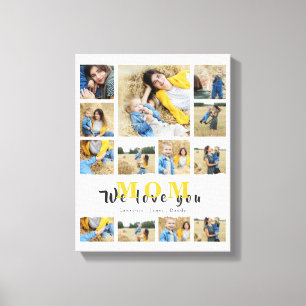 Impressão Em Tela Colagem personalizada monograma, amamos sua mãe