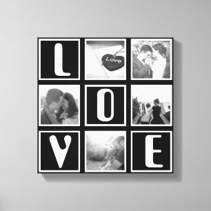 Impressão Em Tela Colagem preto e branco da foto do amor