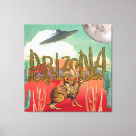 Impressão Em Tela Colagem Surreal Cowboy Cósmica Arizona Jackalope
