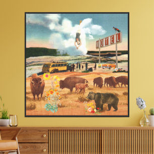Impressão Em Tela Colagem Surreal do Motel Geyser Buffalo