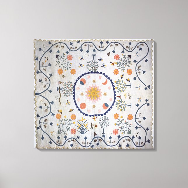 Impressão Em Tela Colcha Única com Sol, Lua, Estrelas (Frente)