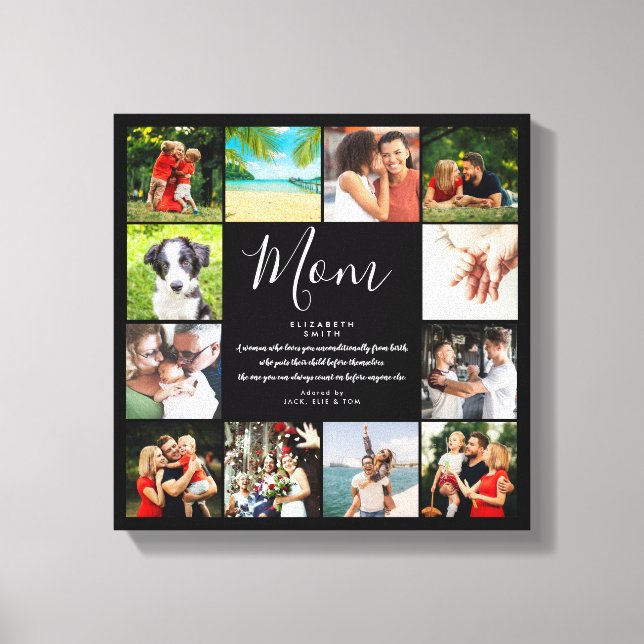 Impressão Em Tela Coleção de 12 fotos em preto e branco com citação  (Frente)