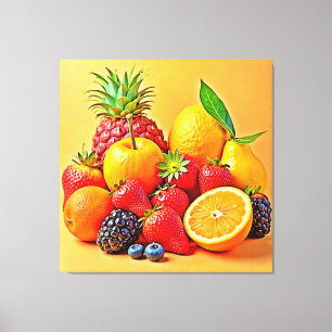 Impressão Em Tela Colheita Fresca: Design de Colheita de Frutas Vibr