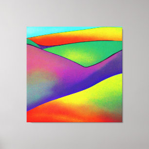 Impressão Em Tela Colinas Arco-Íris Negrito