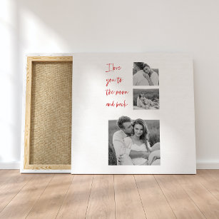Impressão Em Tela Collage Foto do Casal e Citação Romântica Amor Que