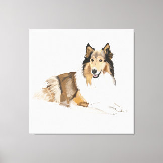 Impressão Em Tela Collie Áspero de Pelo Longo