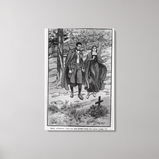 Impressão Em Tela Colomba e seu irmão ao lado do pai (Frente)