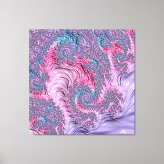 Impressão Em Tela Colorida Boho Hippie Groovy Trippy Pastel Fractal (Frente)