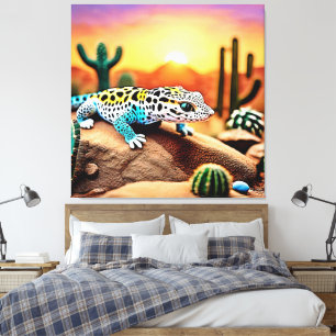 Impressão Em Tela Colorida Gecko Rocks Design