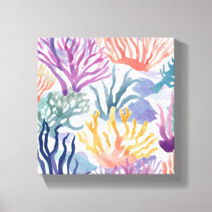 Impressão Em Tela Colorido Coral Pintura em Aquarela de Coral Oceâ