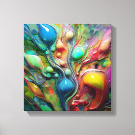 Impressão Em Tela Coloridos, Líquidos, Luminosos, Bolhas