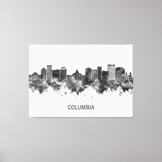 Impressão Em Tela Columbia South Carolina Skyline BW (Frente)