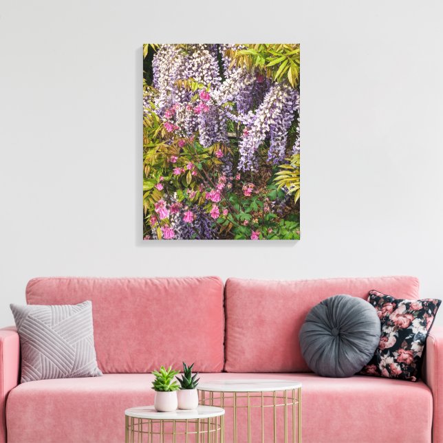 Impressão Em Tela Columbina rosa e Wisteria púrpura Floral (Insitu(Sala de estar))