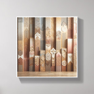 Impressão Em Tela Colunas Geométricas Abstratas Modernas Arte - Text