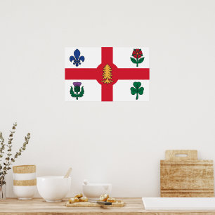 Impressão em tela com bandeira de Montreal, Canadá