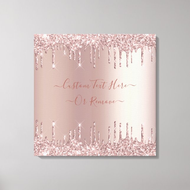 Impressão em Tela com Brilho Dourado Rosa e Textos (Frente)