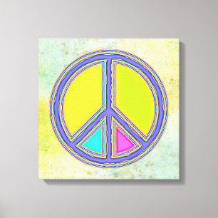 Impressão Em Tela Com Cores Preenchidas Sinal de PAZ 1