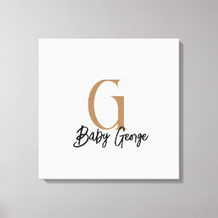 Impressão em Tela com Monograma de Bebê Personaliz