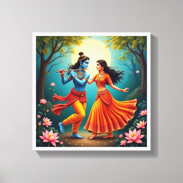 Impressão Em Tela com Radha Krishna Pinturas Espirituais 🌺🎶. (Frente)