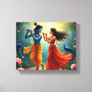 Impressão Em Tela com Radha Krishna Pinturas Espirituais 🌺🎶.
