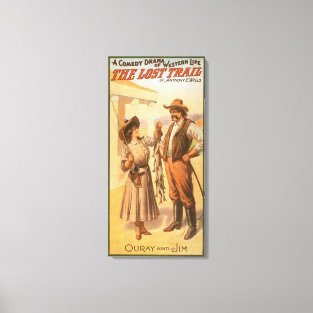 Impressão Em Tela Comédia de rastro perdido - Mulher pescando no oes (Frente)