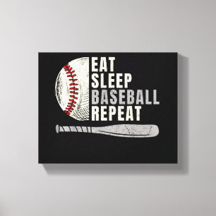 Impressão Em Tela Comer Dormir Beisebol Repetir Jogador de Beisebol